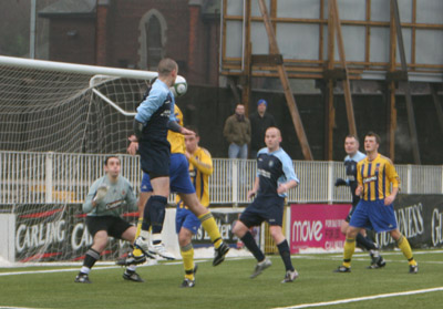 Declan O'Connor on the attack Photo courtesy of Down News